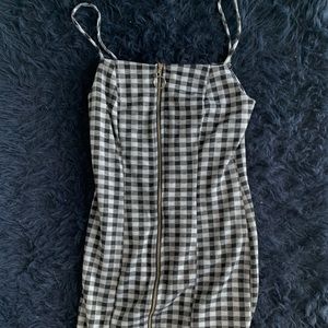 thrifted checkerboard mini bodycon dress